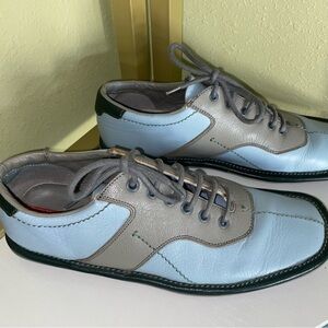 PRADA Rare Women’s Brogue Shoes Blue Bowling Lace Up Size 37 Retro Vintage Style